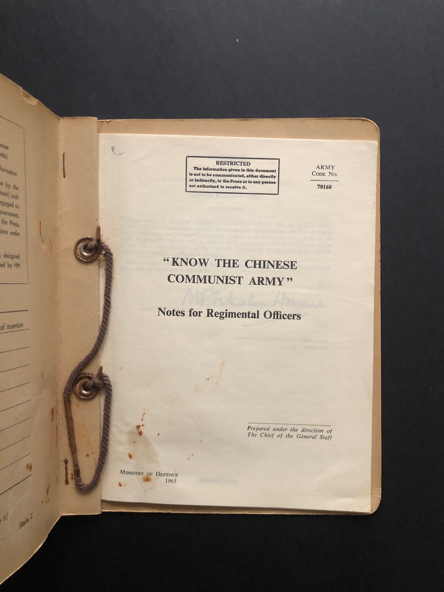 Know the Chinese Communist Army: Notes for Regimental Officers