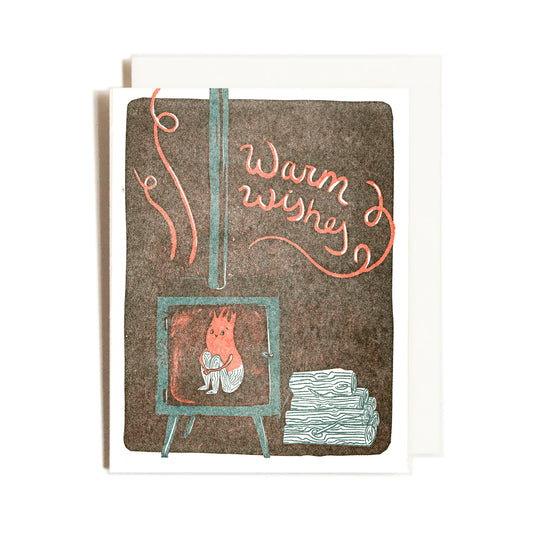 Warm Wishes Fireplace Wishes Greeting Card